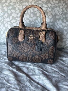 Coach Brown Signature Dome Satchel with Gold Hardware